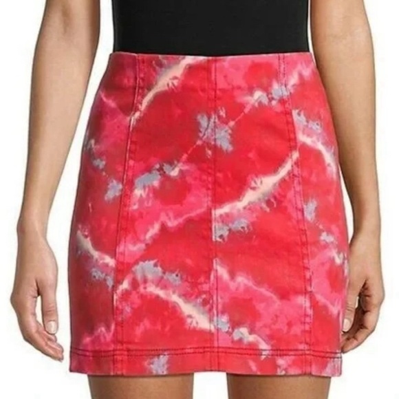 Free People | Modern Femme Flamingo Flame Tie DyeDenim Mini Skirt - Picture 8 of 8